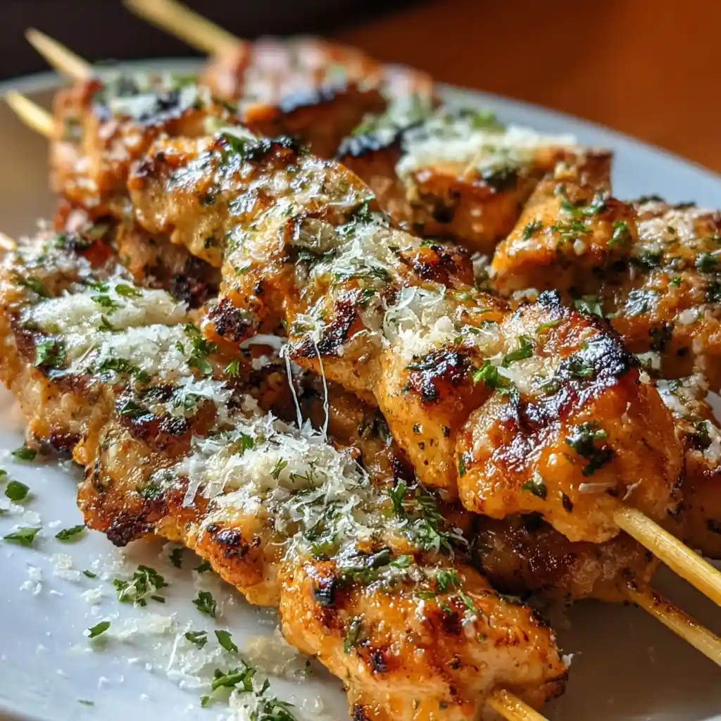Ranch Garlic Parmesan Chicken Skewers