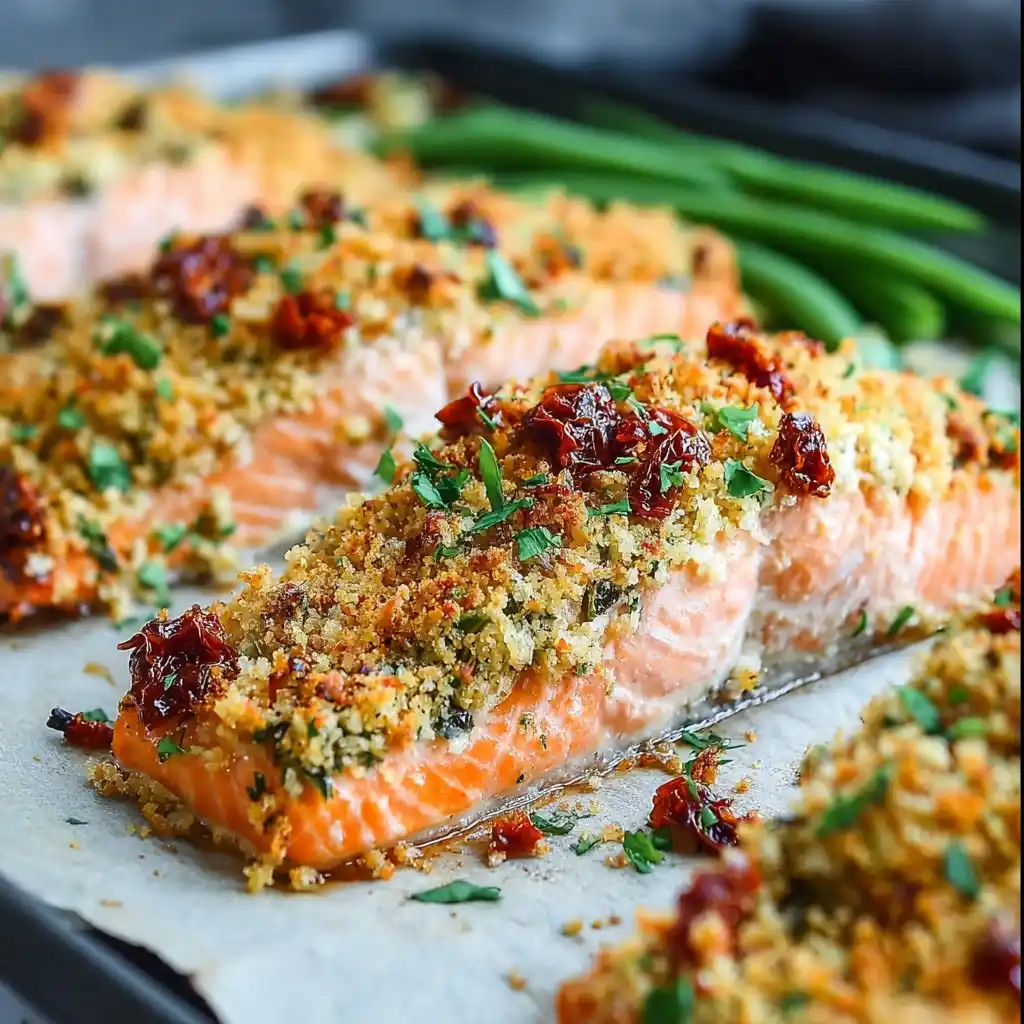 Tasty Sun-Dried Tomato Parmesan Crusted Salmon in 25 Minutes