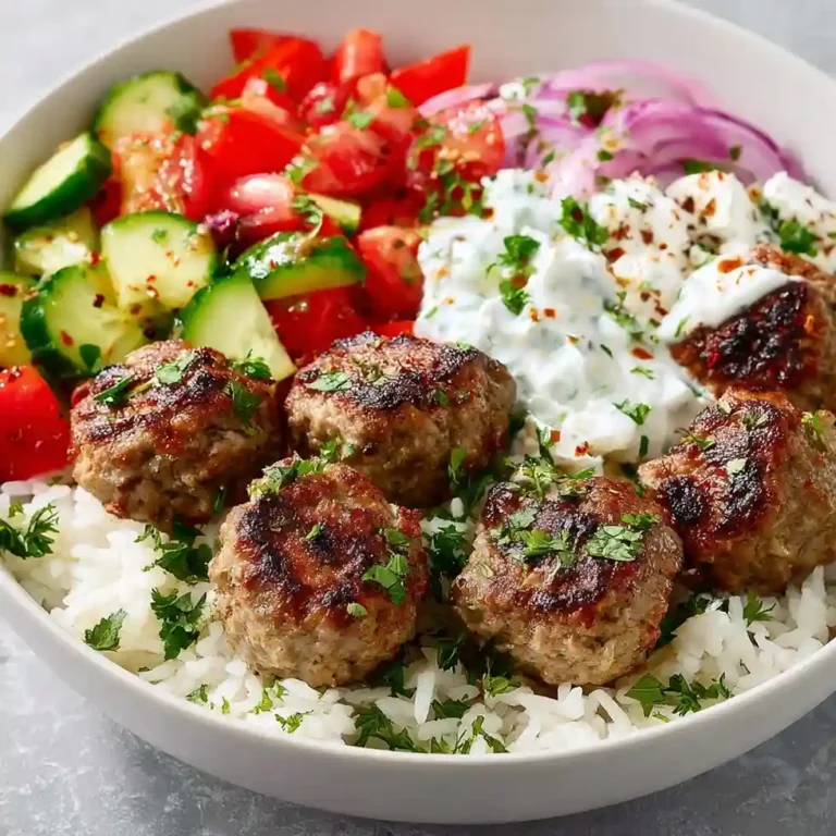 Ultimate Greek Meatball Bowl with Tzatziki & Fresh Veggies