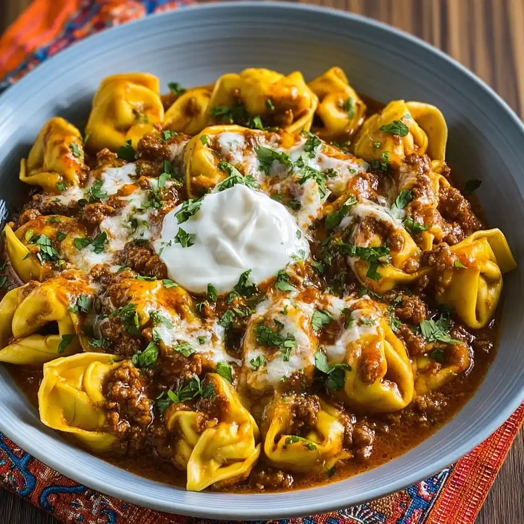 Cheesy Beef Enchilada Tortellini