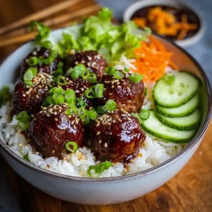 Korean BBQ Meatball Rice Bowls