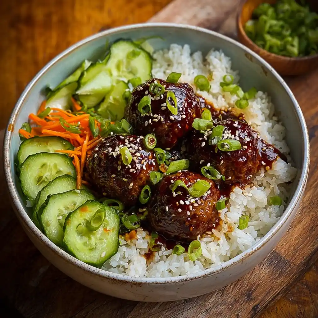 Korean BBQ Meatball Rice Bowls