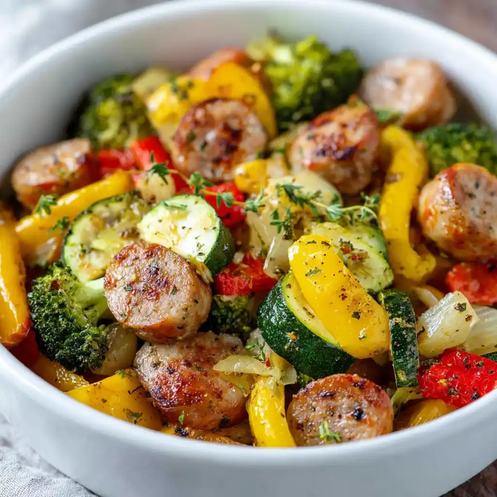 Easy Chicken Sausage Sheet Pan Dinner Healthy Chicken Sausage Veggie Bake Low Carb Chicken Sausage Sheet Pan Recipe Quick ...