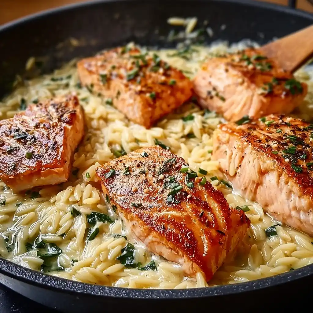 20-Minute Recipe: Creamy Lemon Orzo with Seared Salmon