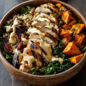 Maple Dijon Chicken & Roasted Sweet Potato Bowls