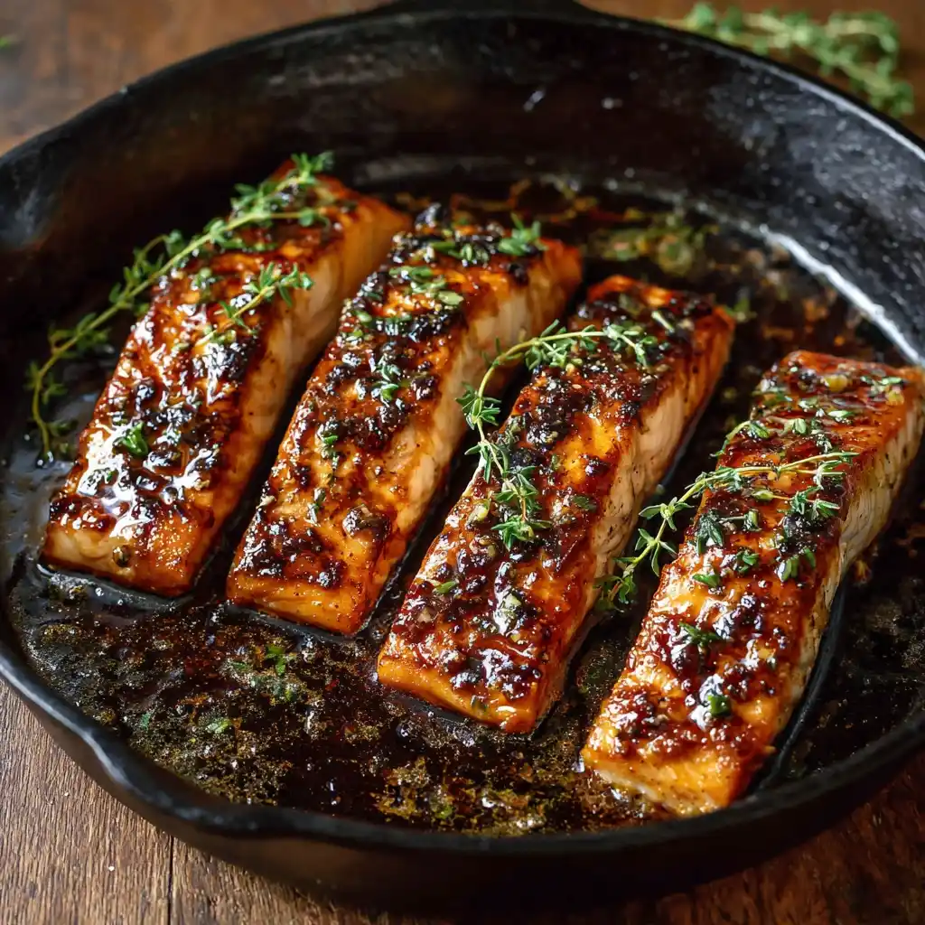 Easy Honey Garlic Butter Salmon Recipe 25-minute One-pan Salmon Dinner Healthy Honey Garlic Salmon Skillet Quick Honey Gar...