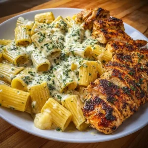 Rigatoni in Cheesy Italian Herb Alfredo