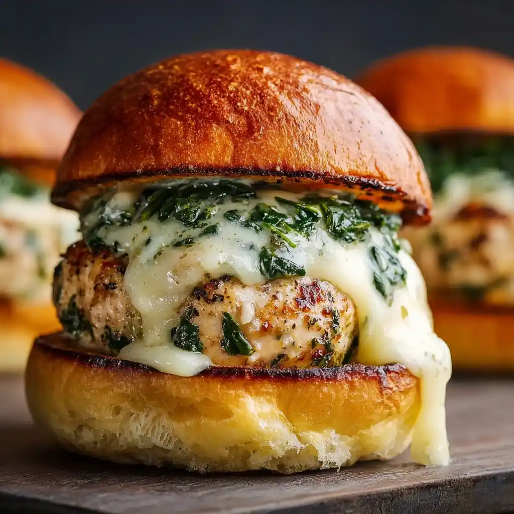 White Cheddar and Spinach Chicken Burgers