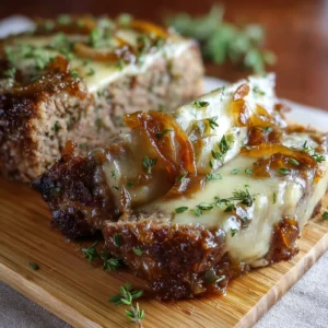 Crockpot French Onion Meatloaf with Melted Swiss Cheese