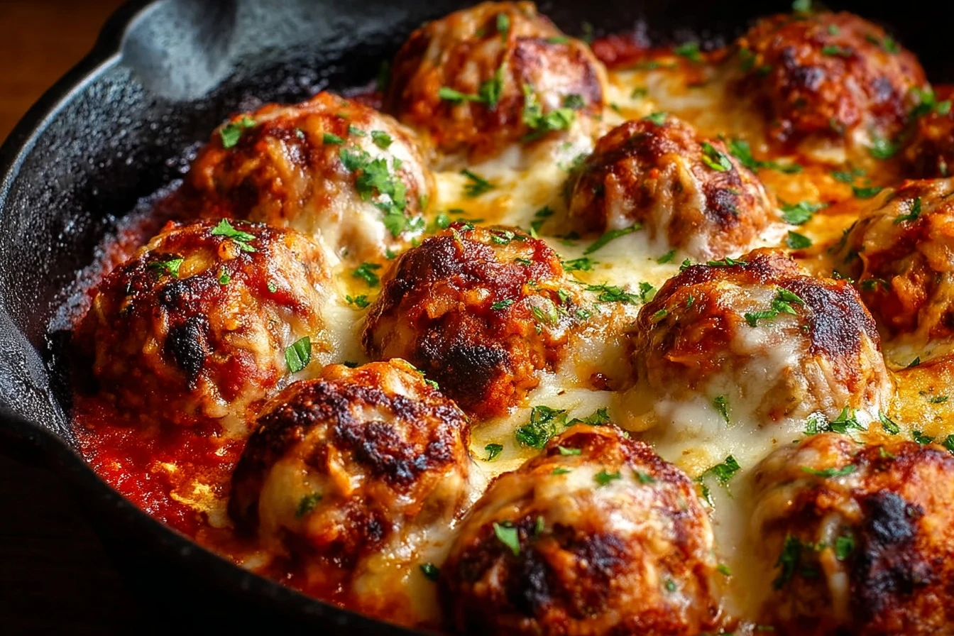 Easy Baked Chicken Parmesan Meatballs Recipe Healthy Chicken Parmesan Meatballs Baked Low Carb Chicken Parmesan Meatballs ...