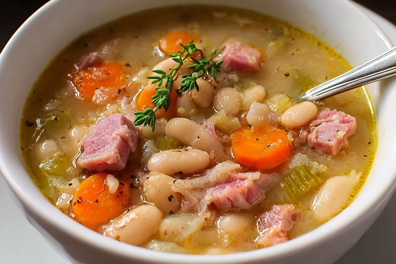 Easy Crockpot White Bean And Ham Soup Recipe Hearty Slow Cooker Ham And Bean Soup Best White Bean And Ham Soup Crockpot Lo...