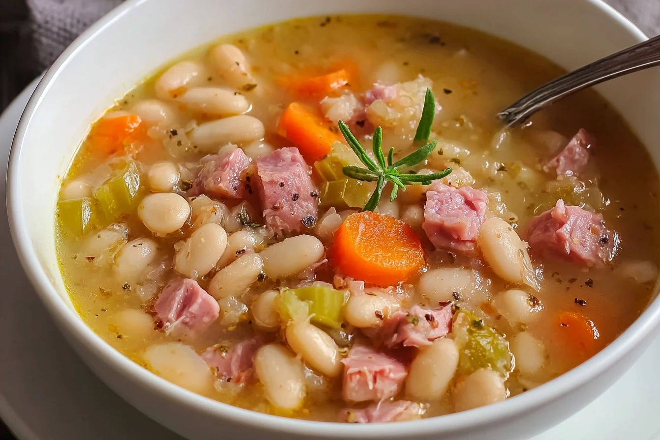 Easy Crockpot White Bean And Ham Soup Recipe Hearty Slow Cooker Ham And Bean Soup Best White Bean And Ham Soup Crockpot Lo...