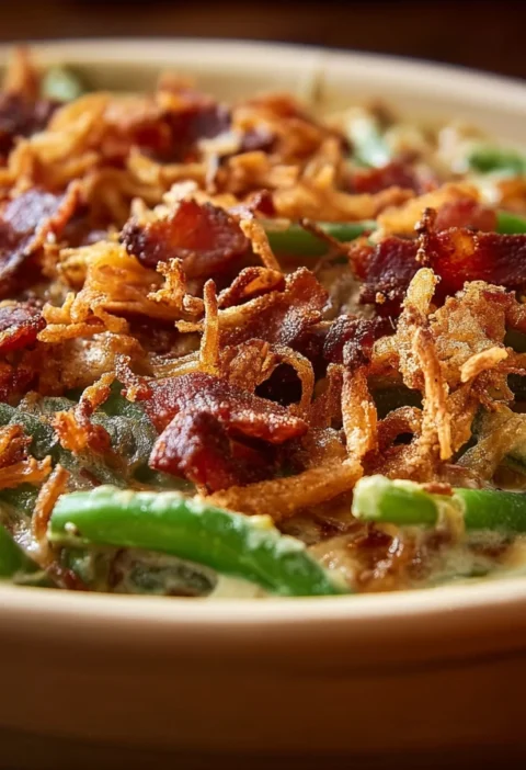 Easy Green Bean Casserole With Bacon Recipe Homemade Bacon Green Bean Casserole Best Green Bean Casserole With Bacon Toppi...