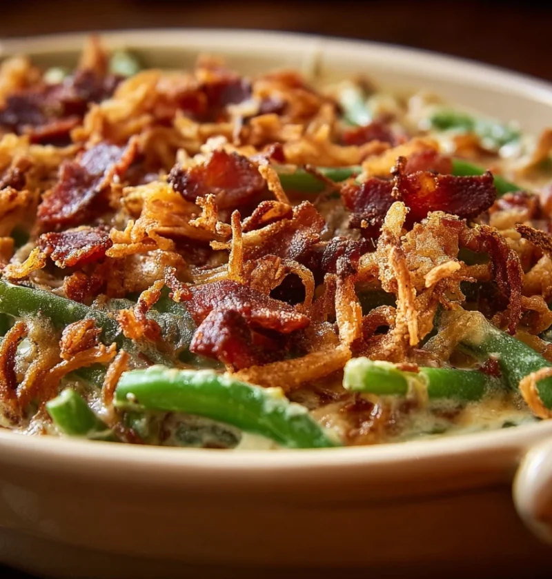 Easy Green Bean Casserole With Bacon Recipe Homemade Bacon Green Bean Casserole Best Green Bean Casserole With Bacon Toppi...