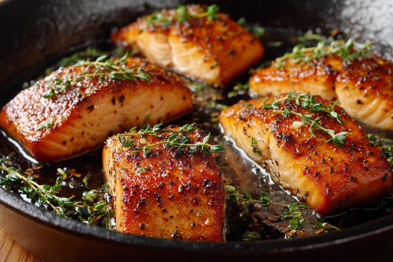 Easy Honey Garlic Butter Salmon Recipe One-pan Salmon Dinner Ideas Quick Honey Garlic Salmon Skillet 25-minute Honey Garli...