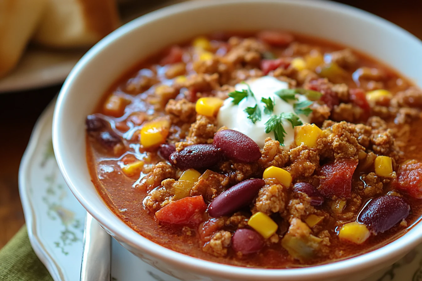 Easy Turkey Chili Recipe 20 Minutes Quick Hearty Turkey Chili Low Fat Turkey Chili Recipe Fast Cozy Evening Turkey Chili M...