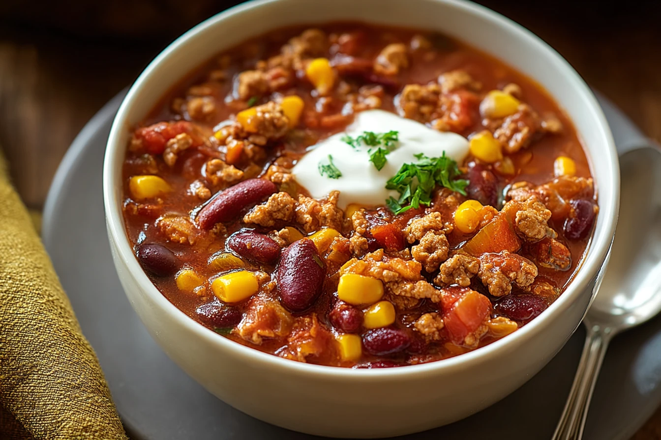 Easy Turkey Chili Recipe 20 Minutes Quick Hearty Turkey Chili Low Fat Turkey Chili Recipe Fast Cozy Evening Turkey Chili M...