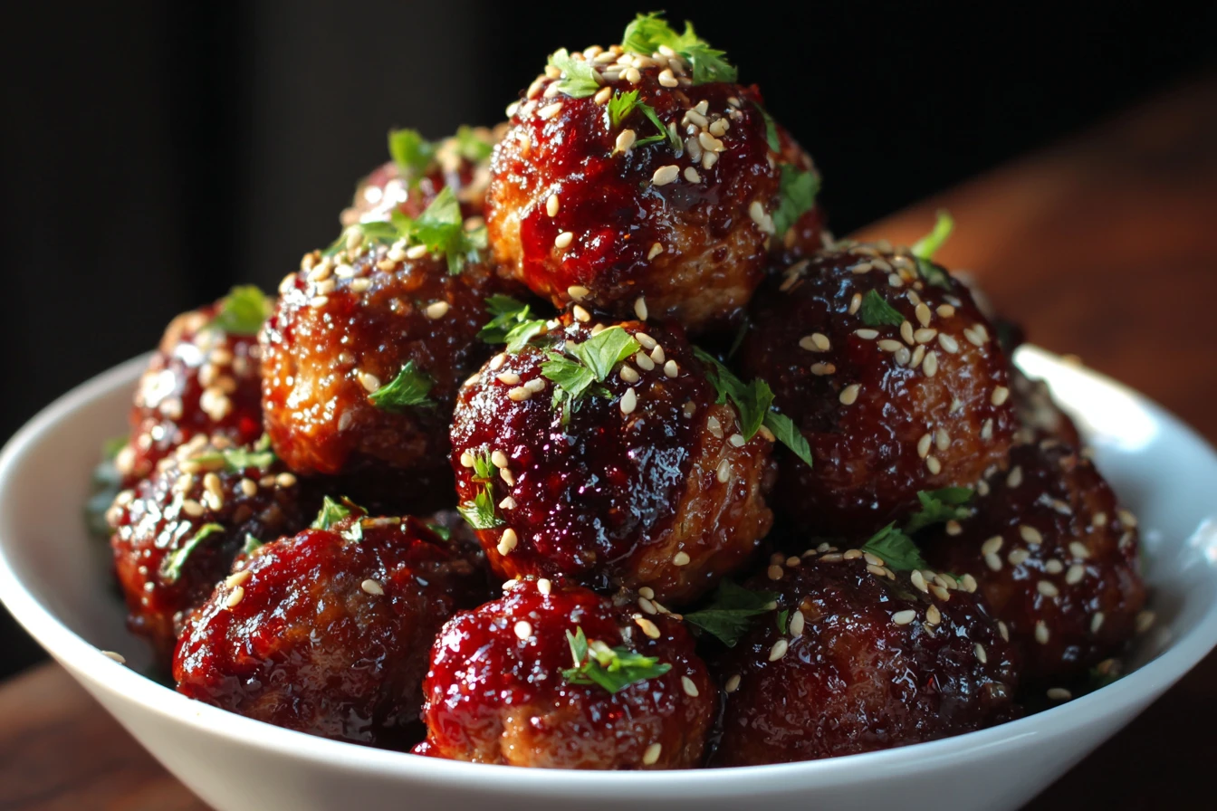 Sheet Pan Sesame Ginger Chicken Meatballs with Sweet Chili Glaze