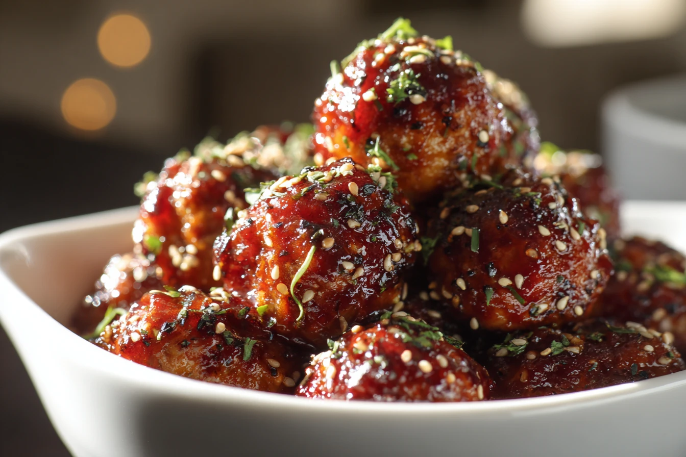 Sheet Pan Sesame Ginger Chicken Recipe Best Sesame Ginger Meatballs Sweet Chili Glazed Chicken Meatballs Healthy Sheet Pan...