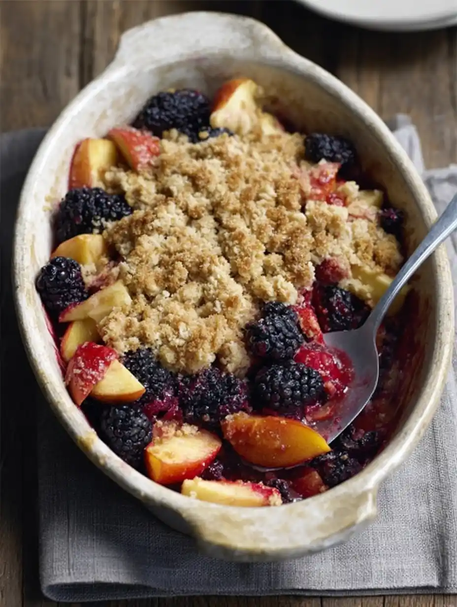 Apple And blackberry crumble