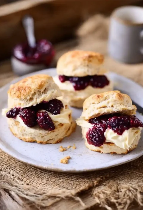 Apple Scones Blackberry Compote Afternoon Treat Tea Autumn Apple Scones Blackberry