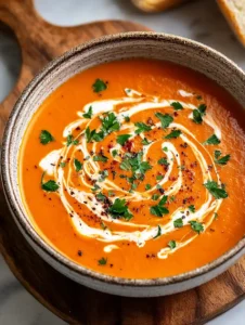 Creamy Roasted Sweet Potato and Red Pepper Soup