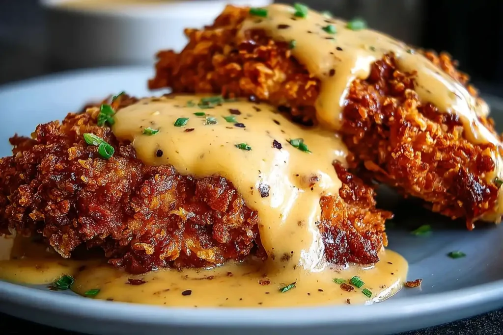 Crispy Pretzel Chicken And Creamy Mustard Cheddar Sauce (2)