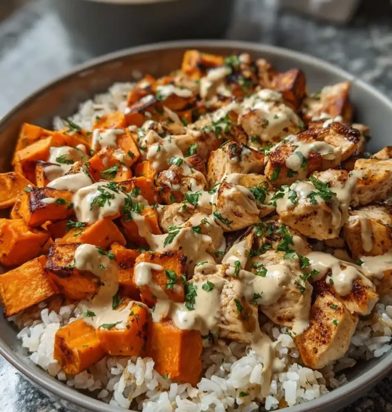 Healthy Chicken Sweet Potato Rice Bowl Recipe Easy Chicken And Sweet Potato Rice Bowl Best Chicken Rice Bowl With Sweet Po...