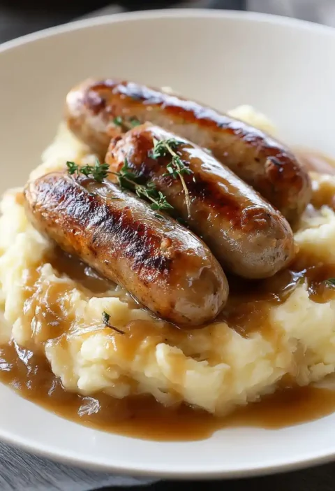 Easy Homemade Chicken Bangers And Mash Recipe Best Chicken Sausage For Bangers And Mash Gluten-free Chicken Bangers And Ma...