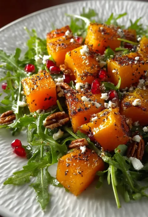 Butternut Squash Arugula Salad Recipe Roasted Butternut Pecan Salad Winter Squash Salad With Feta Healthy Roasted Butternu...