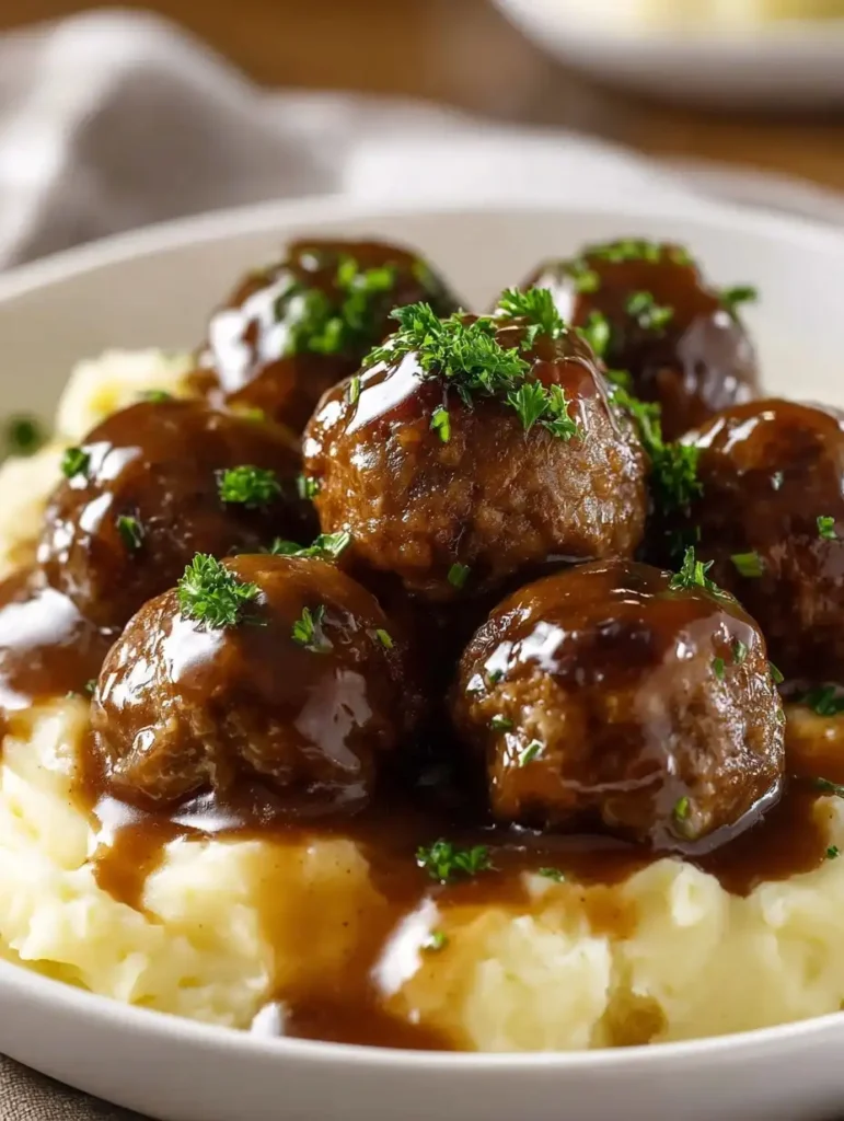 Salisbury Steak Meatballs Recipe Easy Salisbury Steak Meatballs Homemade Salisbury Steak Meatballs Gluten-free Salisbury S...