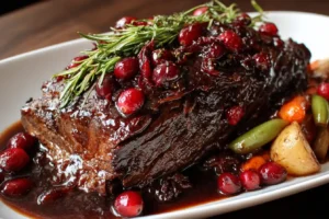 Slow-Braised Beef Roast with Cranberry Balsamic Glaze