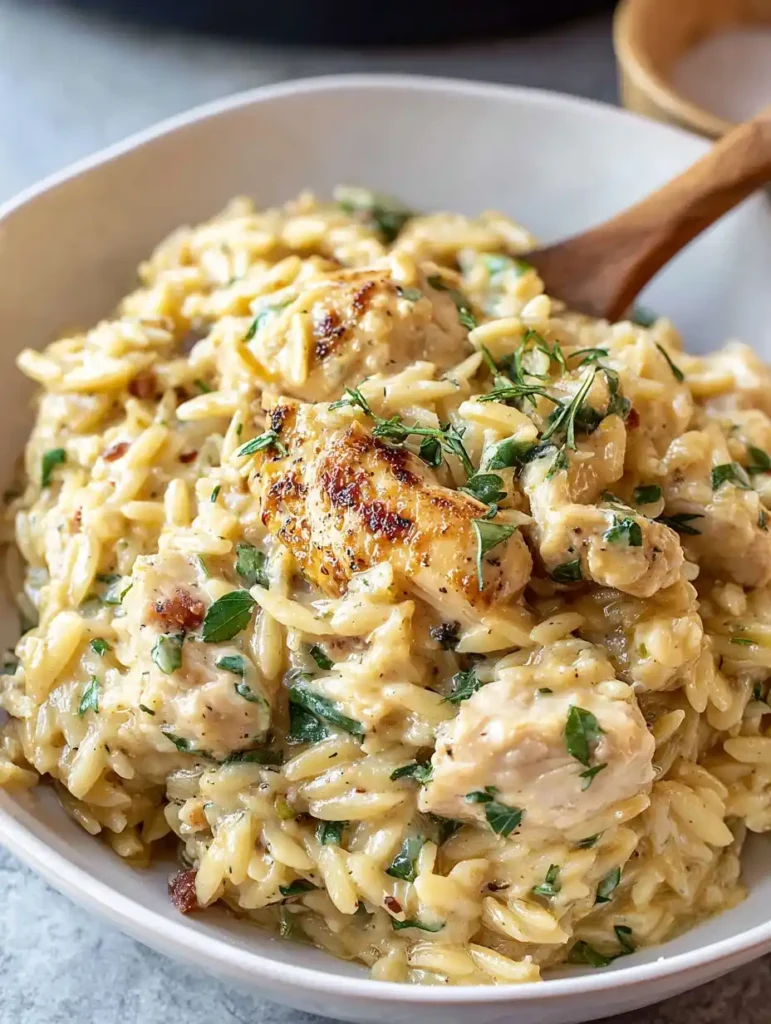 Slow Cooker Parmesan Herb Chicken And Orzo