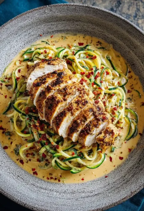 Low Carb Zucchini Noodle Chicken Alfredo Recipe Creamy Zucchini Noodle Alfredo Gluten-free Best Chicken Alfredo With Zucch...