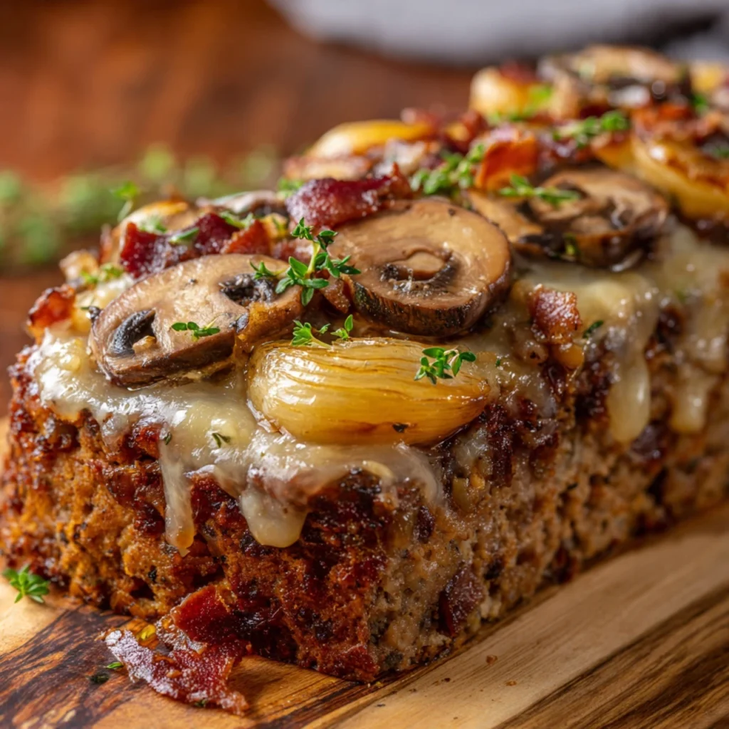 Bacon Mushroom Swiss Cheese Meatloaf
