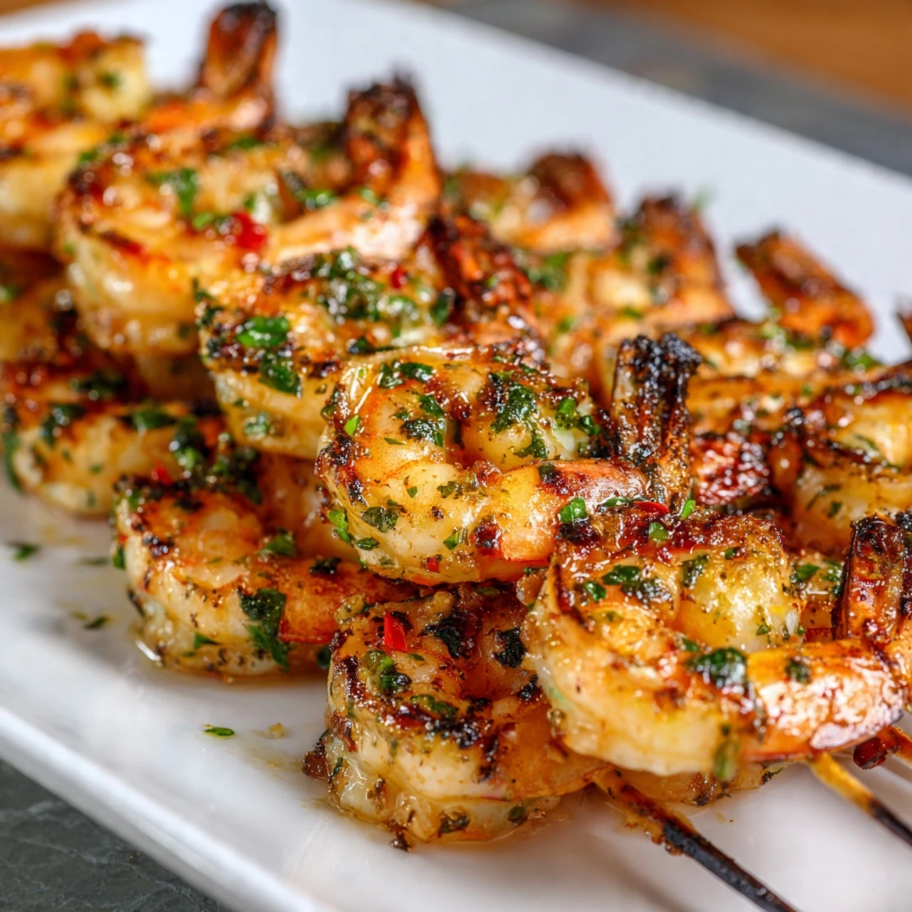 Best Grilled Garlic Shrimp Skewers Recipe Easy Garlic Shrimp Skewers Grill Healthy Garlic Shrimp Skewers BBQ Spicy Grilled...