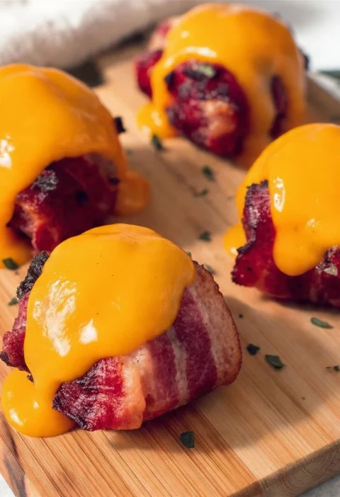 Cheddar Stuffed BBQ Bacon Bombs Recipe Homemade Cheddar Stuffed Bacon Bombs BBQ Bacon Bombs With Cheddar Filling Best Chee...