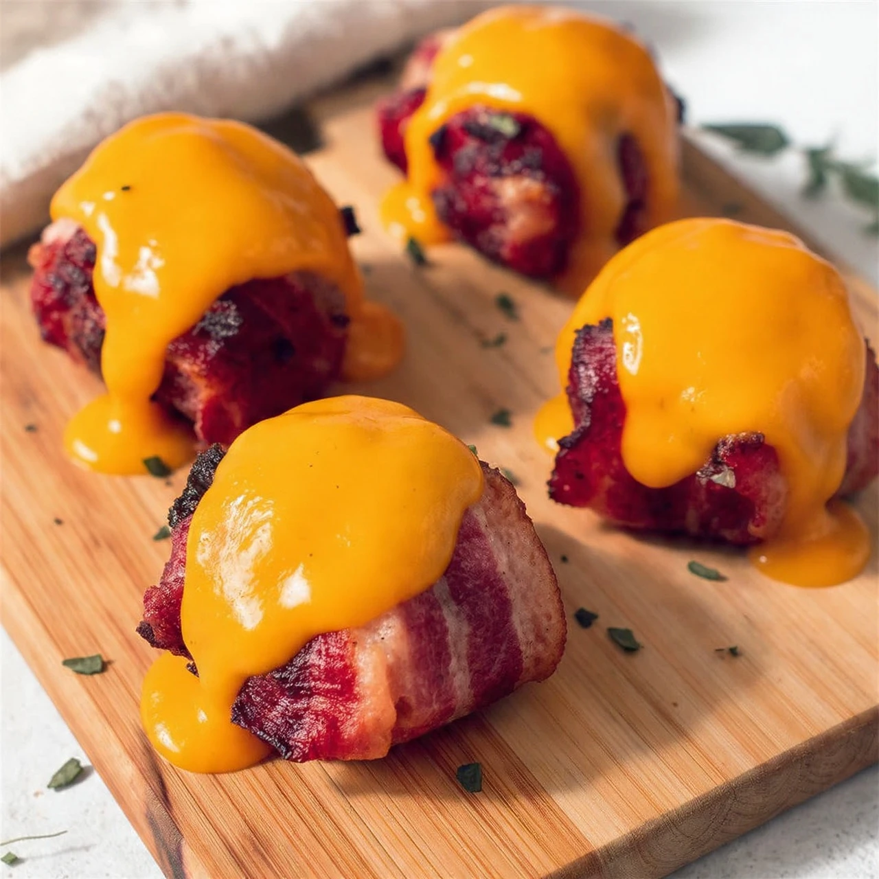 Cheddar Stuffed BBQ Bacon Bombs