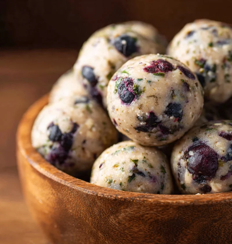 Easy Blueberry Cheesecake Protein Bites Recipe Homemade Blueberry Cheesecake Protein Snacks Low Carb Blueberry Cheesecake ...