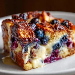 Blueberry Cream Cheese Croissant Casserole