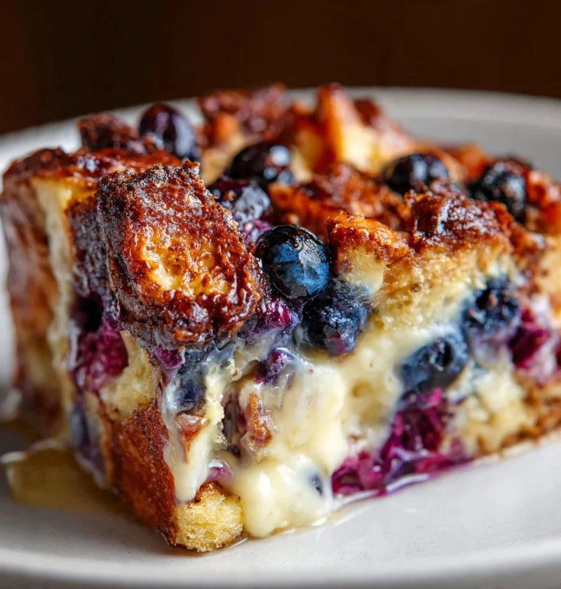 Easy Blueberry Cream Cheese Croissant Bake Best Blueberry Croissant Casserole Recipe Overnight Blueberry Cream Cheese Croi...