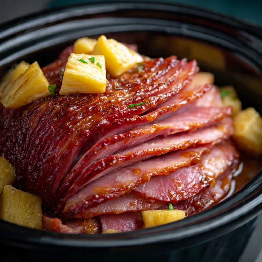 Easy Crock Pot Brown Sugar Pineapple Ham Recipe