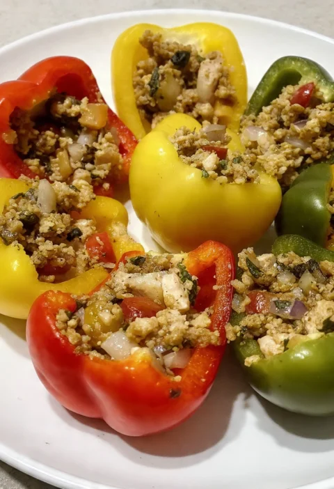 Greek Ground Chicken Stuffed Peppers Fresh Flavorful Proteinpacked