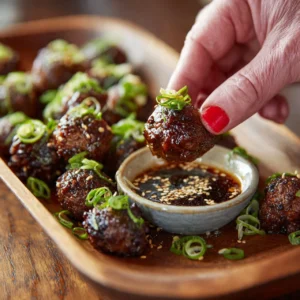 Korean BBQ Meatballs with Spicy Mayo Dip