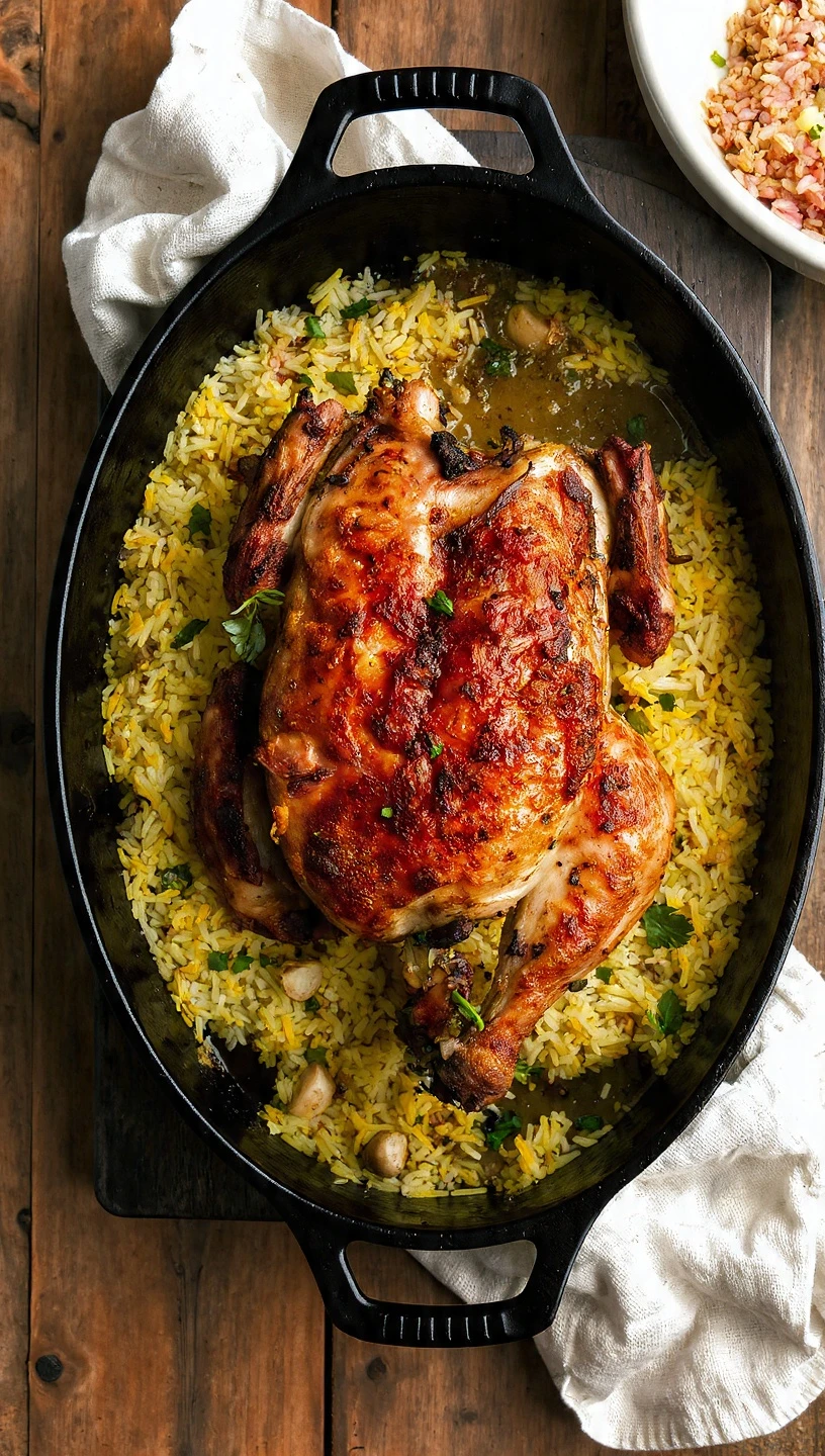 One-Pot Whole Roasted Chicken and Rice
