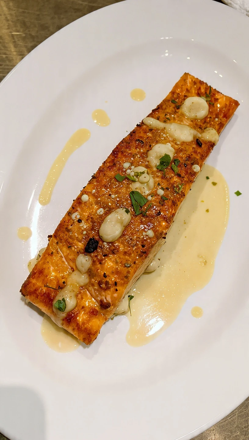 Roasted Salmon With Miso Cream