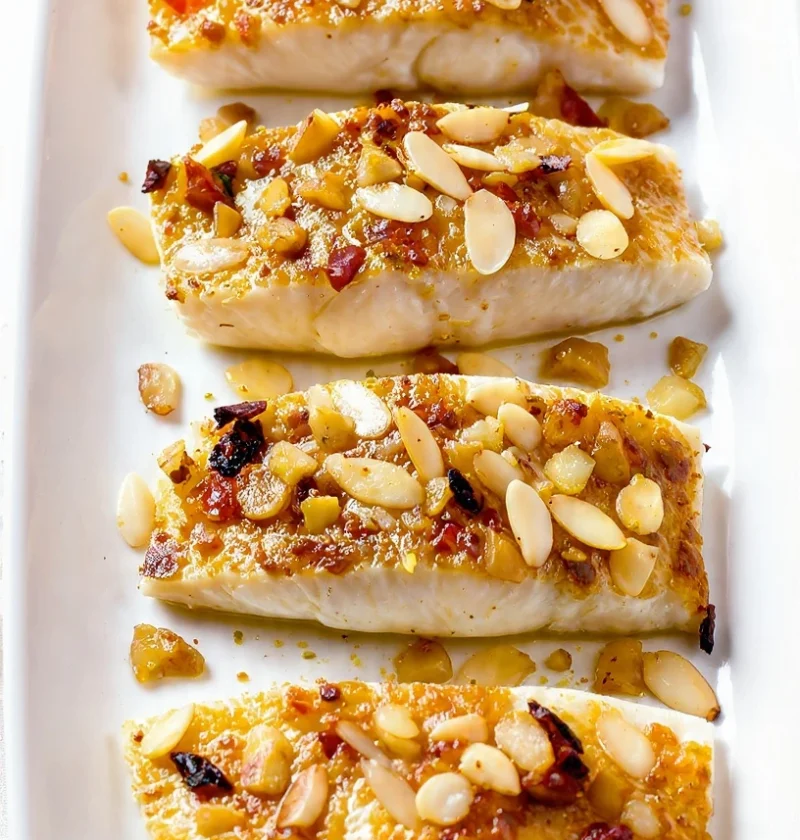 Roasted White Fish With Lemony Almondine