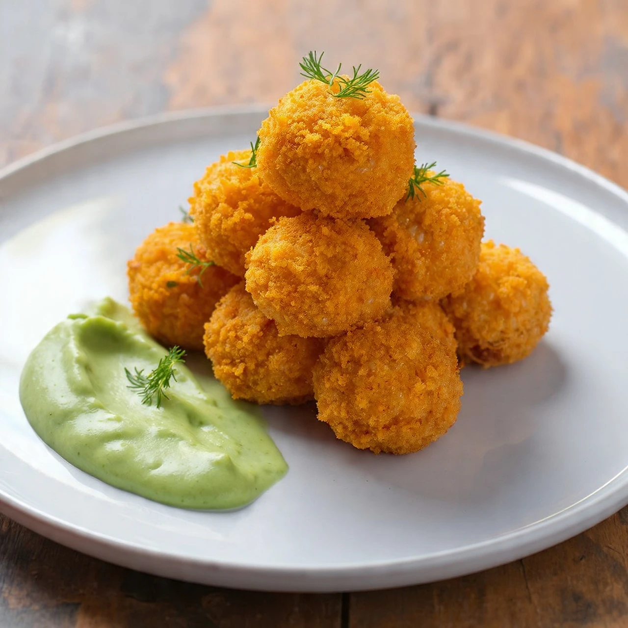 Salmon Balls Creamy Avocado Sauce Delicious