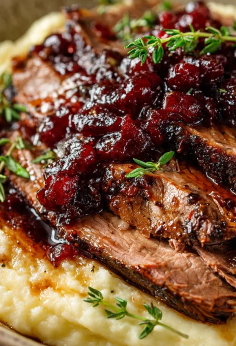 Slowbraised Beef Roast Cranberry Balsamic Glaze