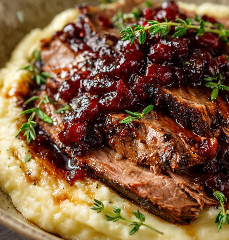 Slowbraised Beef Roast Cranberry Balsamic Glaze